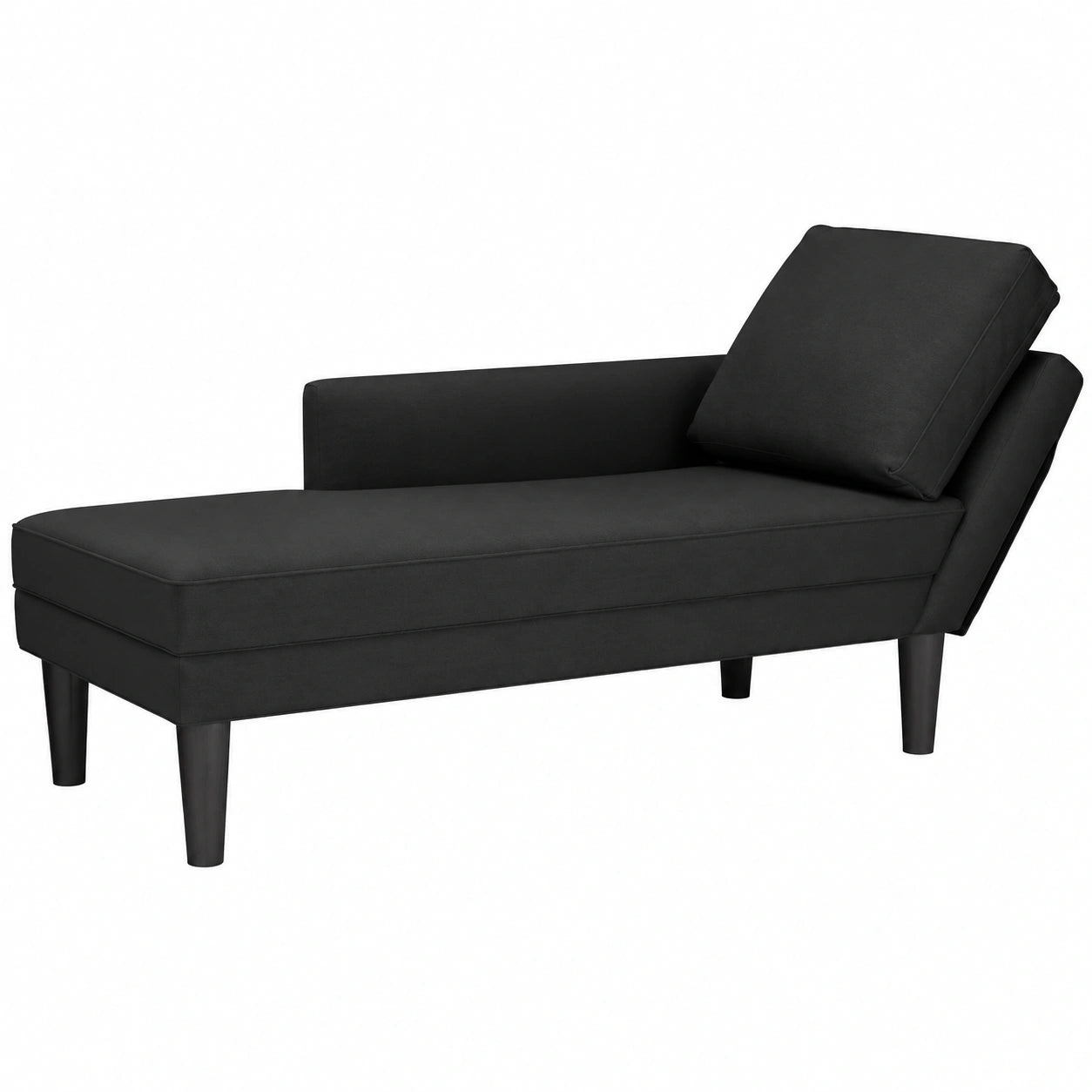Willood Samt Schlafsofa mit Kissen, Rechte Armlehne, Schwarz