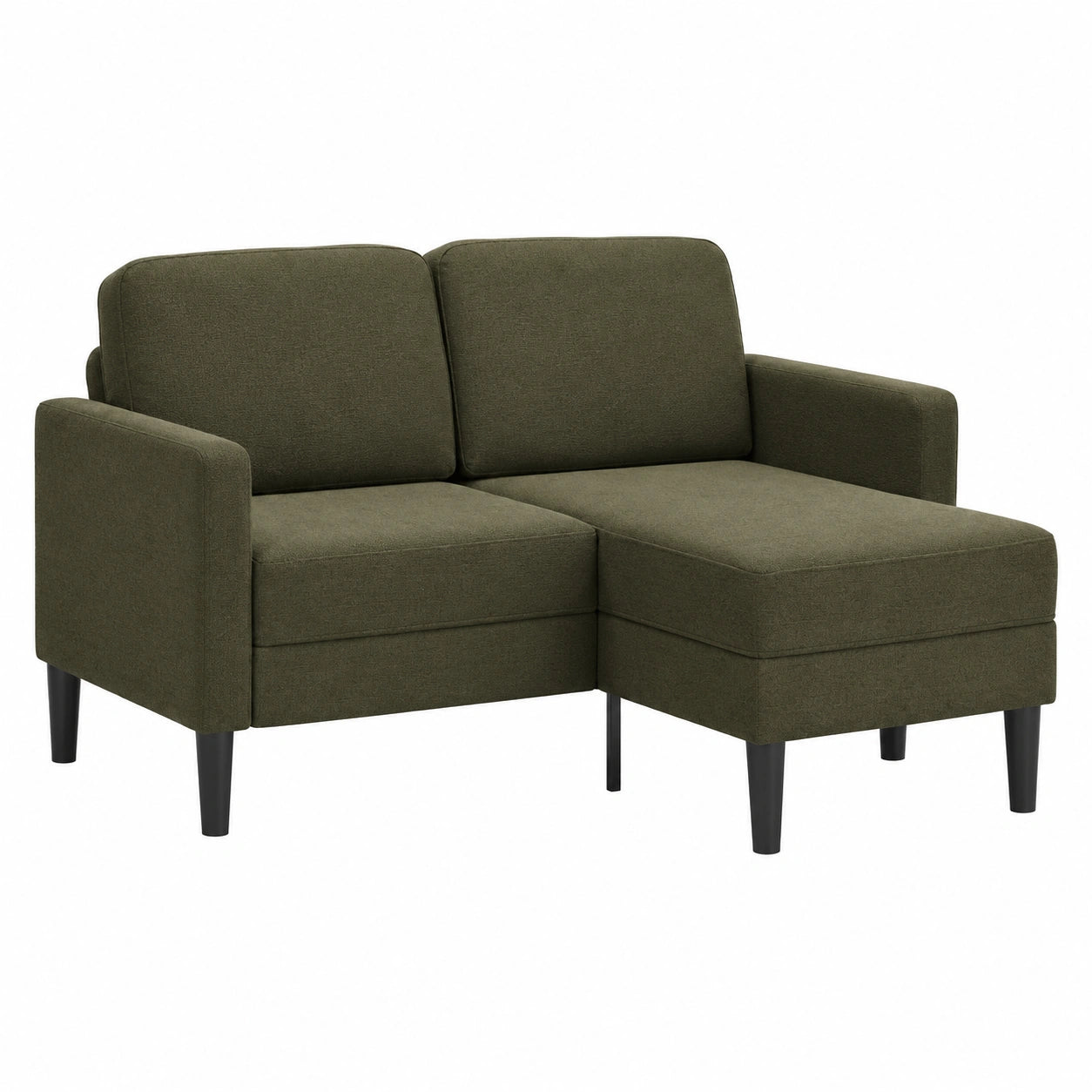 Modernes Ecksofa mit Chaiselongue in Armeegrün aus Kunstleder, 125 cm