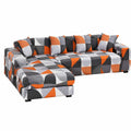 ShowyLive Elastische Sofahusse für L-Form-Sofas mit Chaiselongue, Universalbezug, Orange, 3- und 4-Sitzer