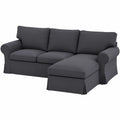 Langlebiger Sofabezug Ersatz für IKEA Ektorp, nur Sofahusse, ohne Sofa (4-Sitzer Chaiselongue, Polyester, Dunkelgrau)