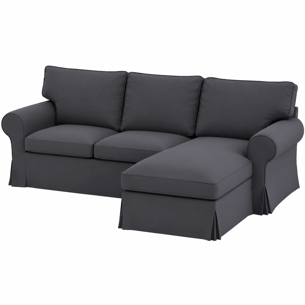 Langlebiger Sofabezug Ersatz für IKEA Ektorp, nur Sofahusse, ohne Sofa (4-Sitzer Chaiselongue, Polyester, Dunkelgrau)