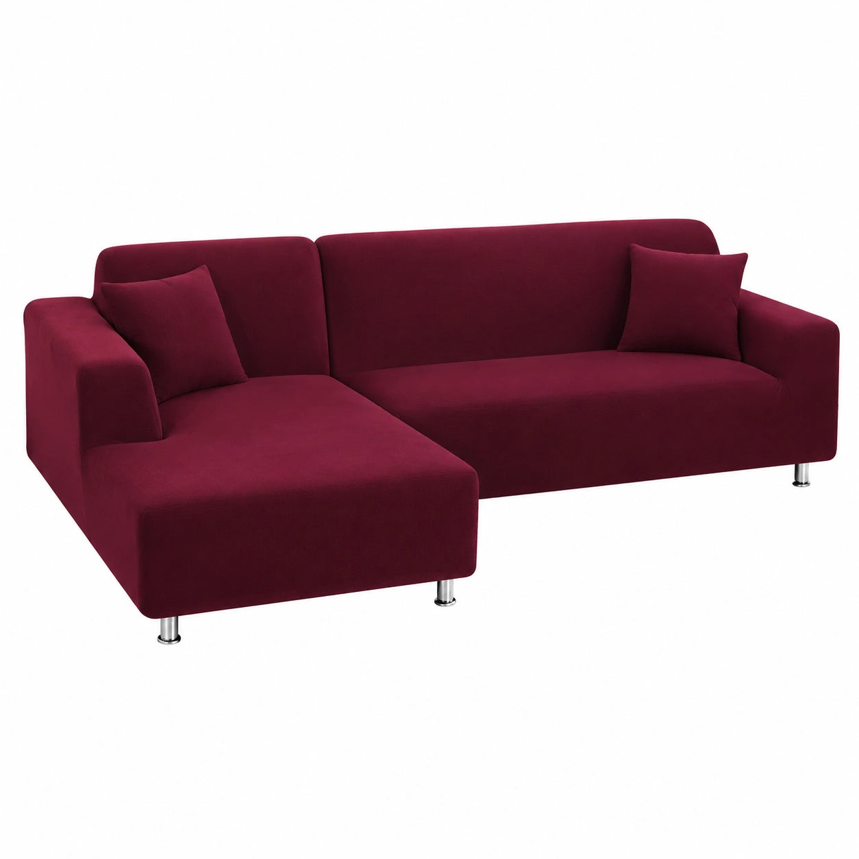Jaotto Stretch Sofabezug für Ecksofa, Waschbar & Rutschfest, 2- & 3-Sitzer, Bordeaux