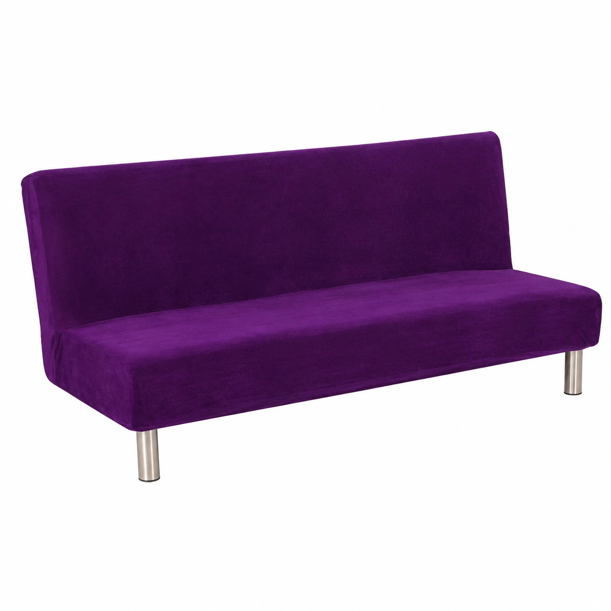 Surwin Dehnbare Samt Sofahusse für Schlafsofas, 2/3-Sitzer ohne Armlehne, Bunter Sofabezug in Lila