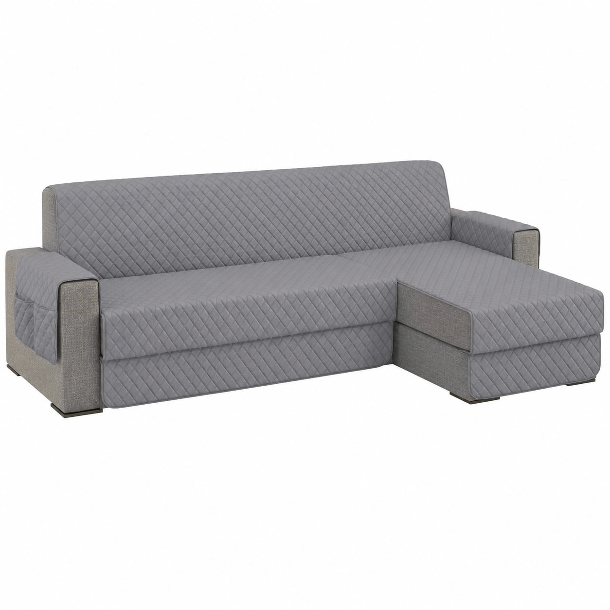 Wasserdichte Ecksofahusse 300cm, Kratz- und Fleckenresistent, Reversible Schutzhülle für Sofa - Ideal für Haustiere, Hellgrau