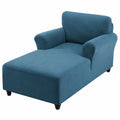 Stretch-Samt Chaiselongue Bezug, Anti-Rutsch Relaxliege Husse mit Armlehnen, Deluxe Schonbezug für Wohnzimmer, Schlafzimmer, in Pfauenblau