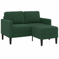 Ecksofa mit Chaiselongue in Dunkelgrün, 2-Sitzer aus Leinen, 125 cm