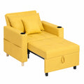 YODOLLA 3-in-1 Schlafsofa, Verstellbarer Sessel mit Bettfunktion und Getränkehalter, Breiter Einzelsessel für Wohnzimmer, Gelb