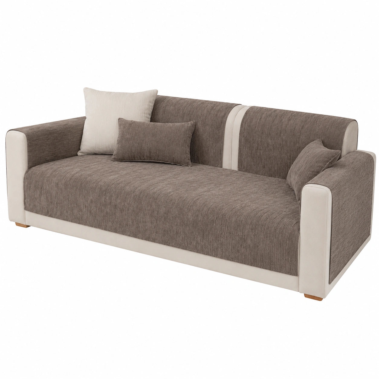 Rutschfester Chenille Sofabezug für Ecksofas, Couch Schutzhülle in Braun, 1-4 Sitzer, 90x160cm
