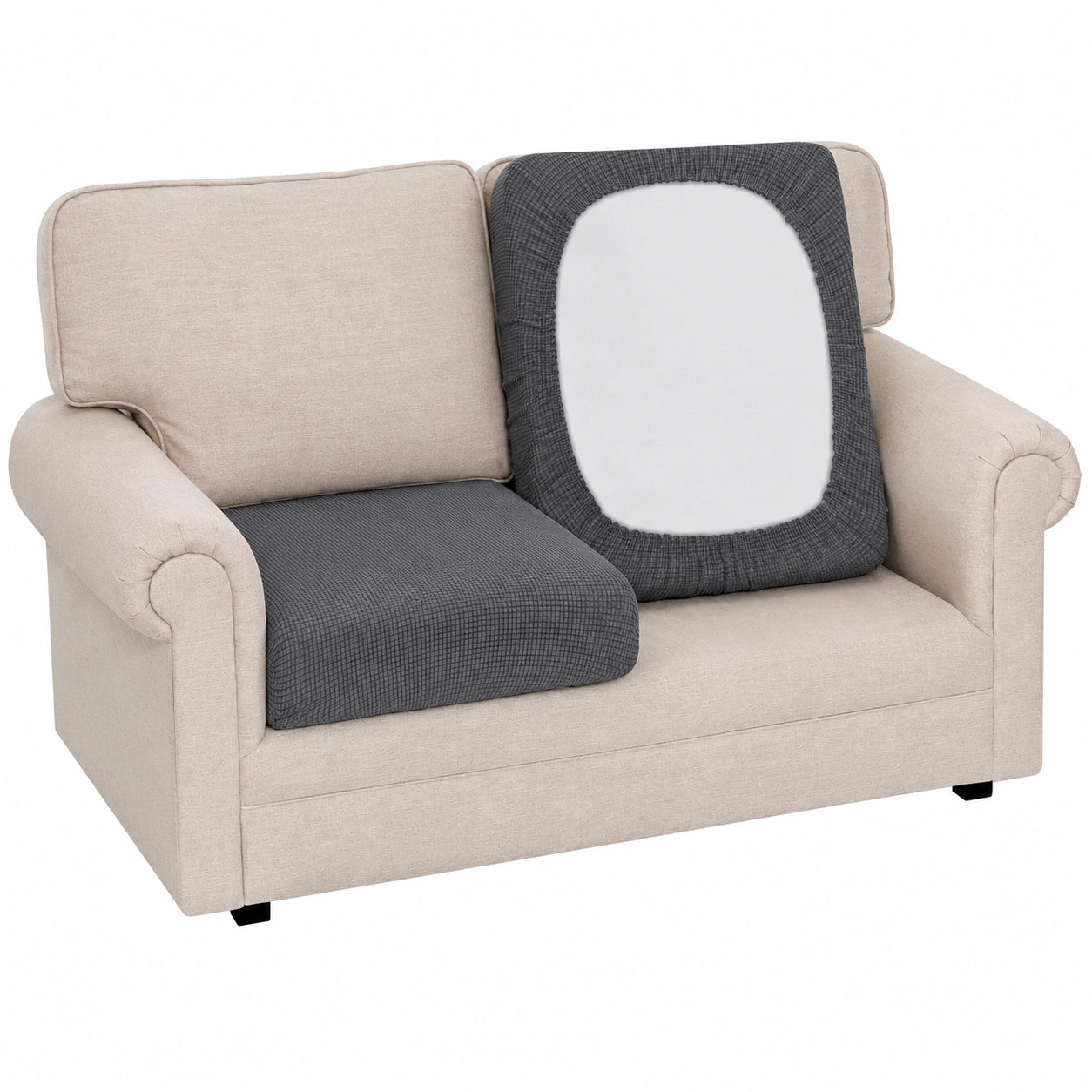 BellaHills Elastischer Sofakissenbezug, rutschfester Sitzbezug für Chaiselongue in Grau (135-160 cm)