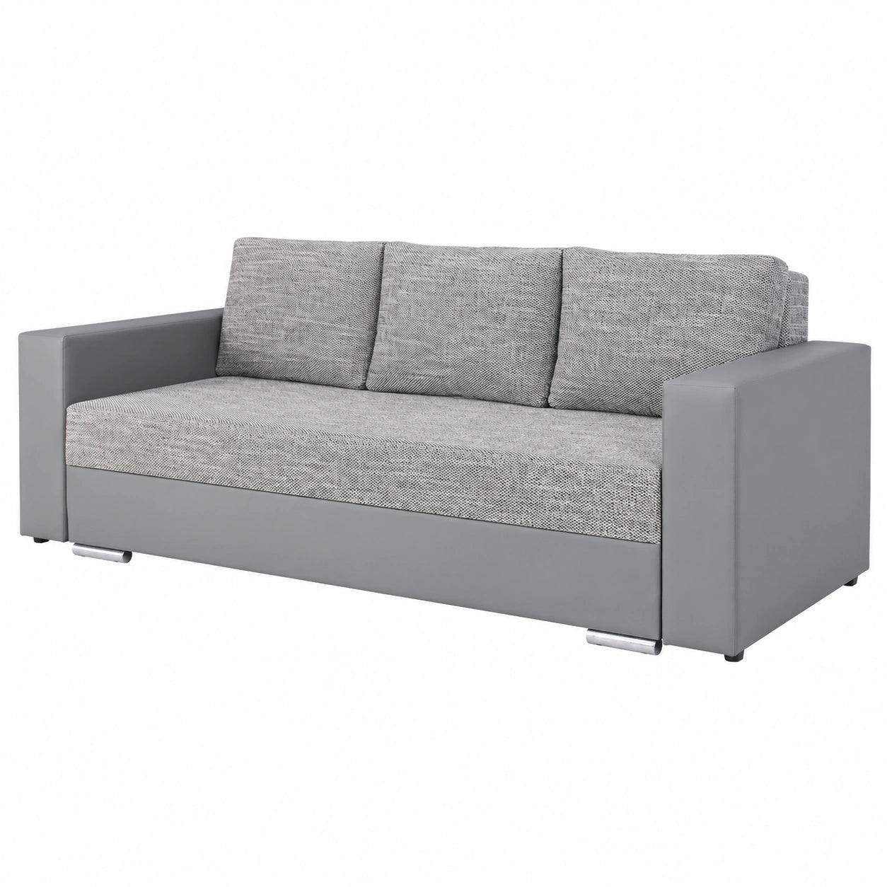 Modernes Schlafsofa mit Bettkasten und Chromfüßen in Grau