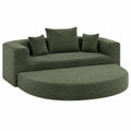 Multifunktionales Rund-Schlafsofa 180x180 cm in Grün, Verstellbares Cordsofa mit Kissen