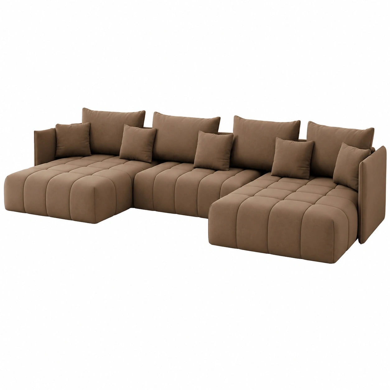 Ecksofa mit Bettfunktion, 346x188 cm, T30-Schaum, Automatik-Klappsystem, Monolith 09 Hellbraun