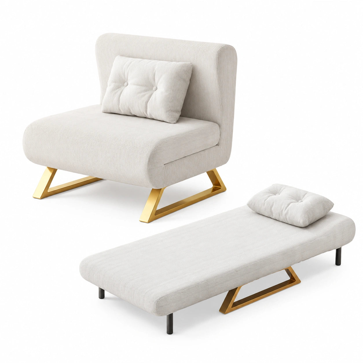 Multifunktionales 3-in-1 Schlafsofa mit verstellbarer Rückenlehne und Latexmatratze, kompakt und komfortabel, geeignet für Wohn- und Schlafzimmer, Weiß