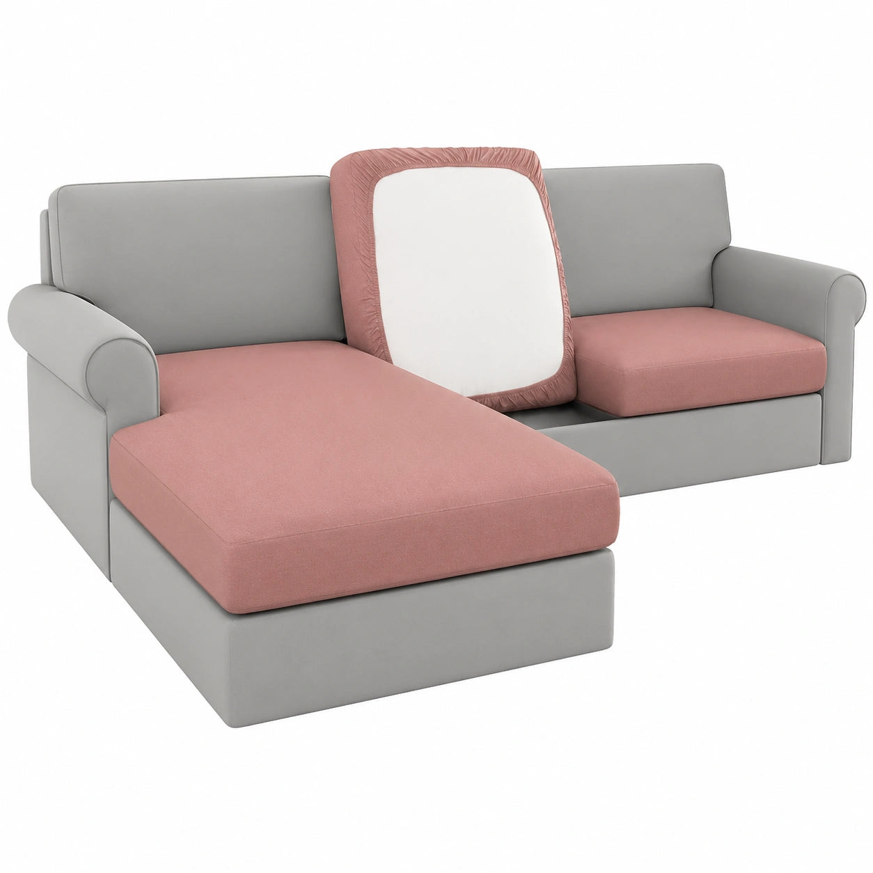 Wasserdichte Leder Sofakissenbezüge für 2-Sitzer, Stretch, Rückenlehne, Rosa