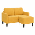 Modernes 2-Sitzer-Sofa mit Chaiselongue in Hellgelb, L-Form, Leinenbezug