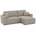 Ecksofa mit Bettkasten und Schlafoption, 244x142 cm, L-Form, Bequeme 3-Sitzer Wohnlandschaft, Polsterung in Dunkelbeige, Modell Denis