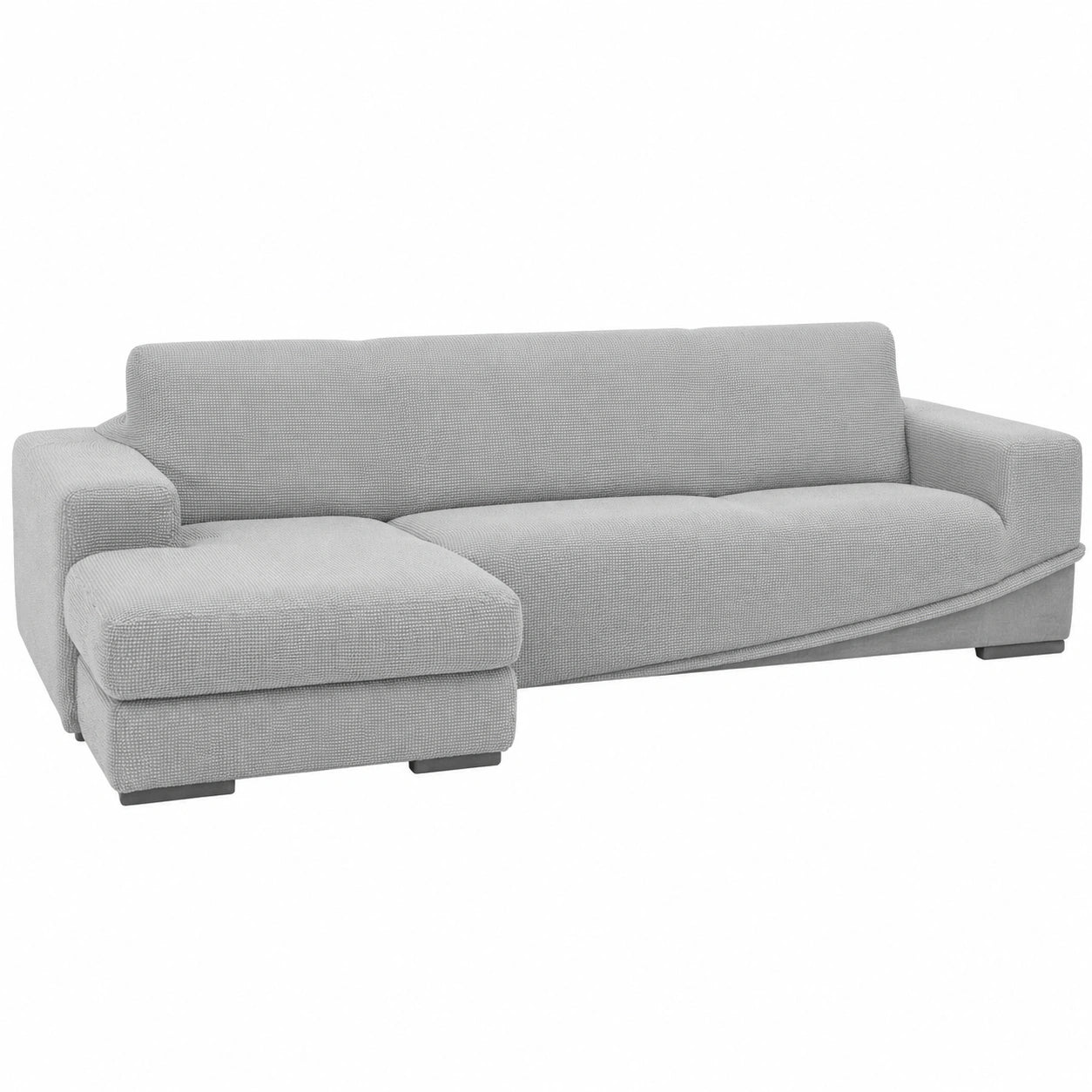 FAVERTI Stretchbezug für linksseitige Chaiselongue, Modell Novele, hellgrau, Jacquard-Qualität