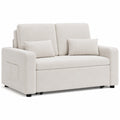 Xbro Modernes Schlafsofa 2-Sitzer, Ausziehbares Sofabett mit Veloursstoff, Beige, 147x196x87 cm