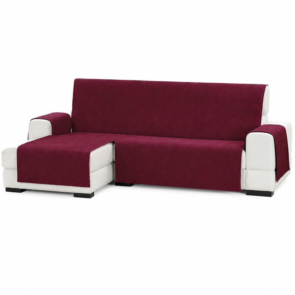 Praktischer Sofabezug für Chaiselongue 240cm links, Granatrot