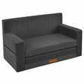 Multifunktionales Kindersofa aus Cord, Personalisierbares Spiel- und Schlafsofa, Klappbar, Made in EU, Farbe: Grau