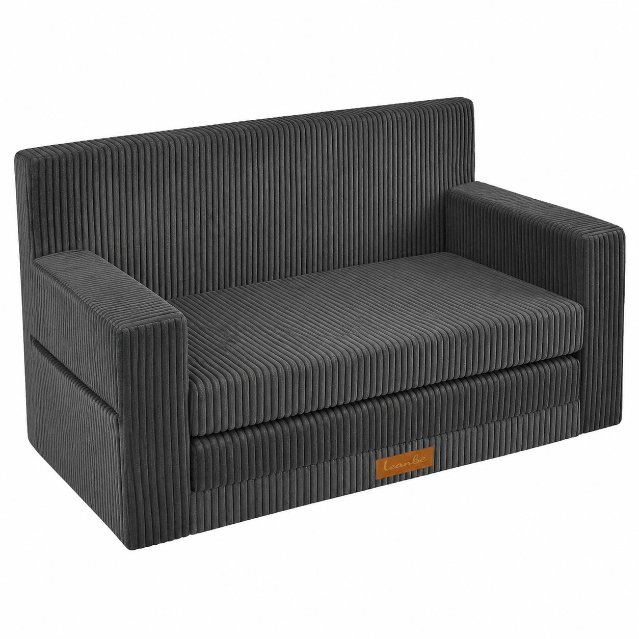 Multifunktionales Kindersofa aus Cord, Personalisierbares Spiel- und Schlafsofa, Klappbar, Made in EU, Farbe: Grau