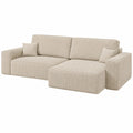 Kaiser Möbel - L-förmiges Ecksofa mit Bettkasten, Schlafcouch in Cordstoff, Klappsofa für Wohnzimmer, Bequemes Schlafsofa XL, Dunkelbeige, Rechts