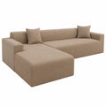 Jacquard Sofaüberzug L-Form, elastisch, modern und einfarbig, Chaiselongue Sofabezug, für 2-Sitzer, 145-185 cm, Hellkaffee