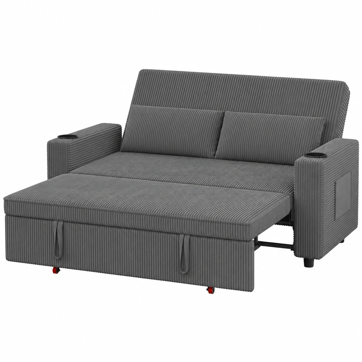 Modernes 2-Sitzer Schlafsofa 160 cm mit Verstellbarer Rückenlehne, Klappsofa in Grau für Kleine Räume