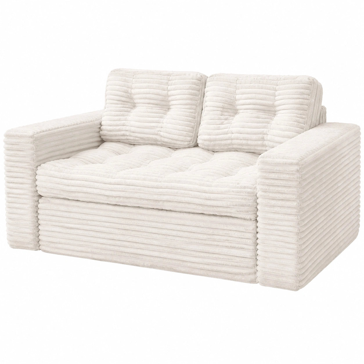 Flexibles 2-in-1 Schlaf- und Loungesofa mit Kissen, 140 cm, Weiß