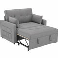 LUXOAK Verstellbares Schlafsofa 3-in-1, Leinen, Hellgrau, mit Kissen und Seitentasche, für Gästezimmer & Kleine Räume