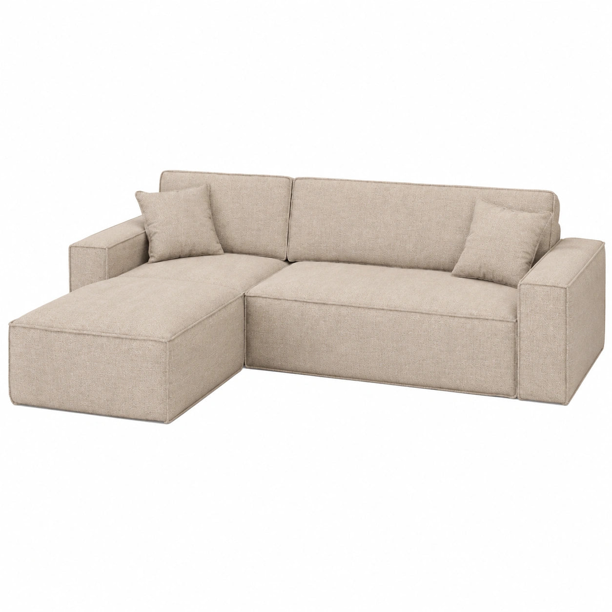Moderner Ecksofa mit Bettkasten und Schlaffunktion, Design L-Form Sofa in Neve Beige