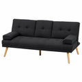 Modernes 3-Sitzer Schlafsofa mit Klapptisch und Becherhalter, Leinenoptik, Grau