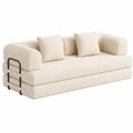 Flexibles 5-in-1 Schlafsofa aus Cord mit Armlehnen & Kissen, beige