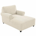 Stretch-Chaiselongue-Bezug für Wohnzimmer und Schlafzimmer, weicher Sofabezug mit Doppelarmlehne, Beige