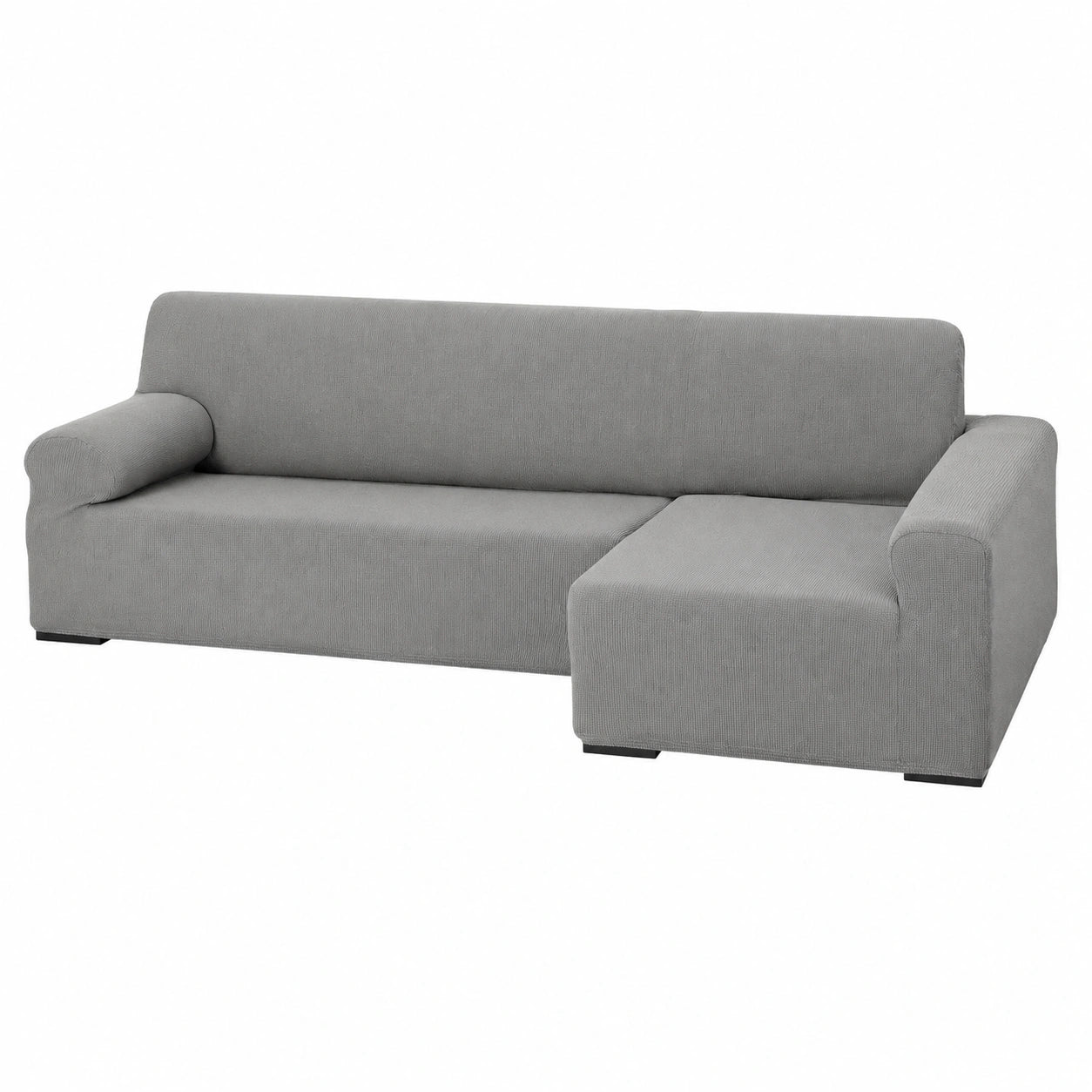 Universelle Chaiselongue Sofahusse mit rechter Armlehne, grau