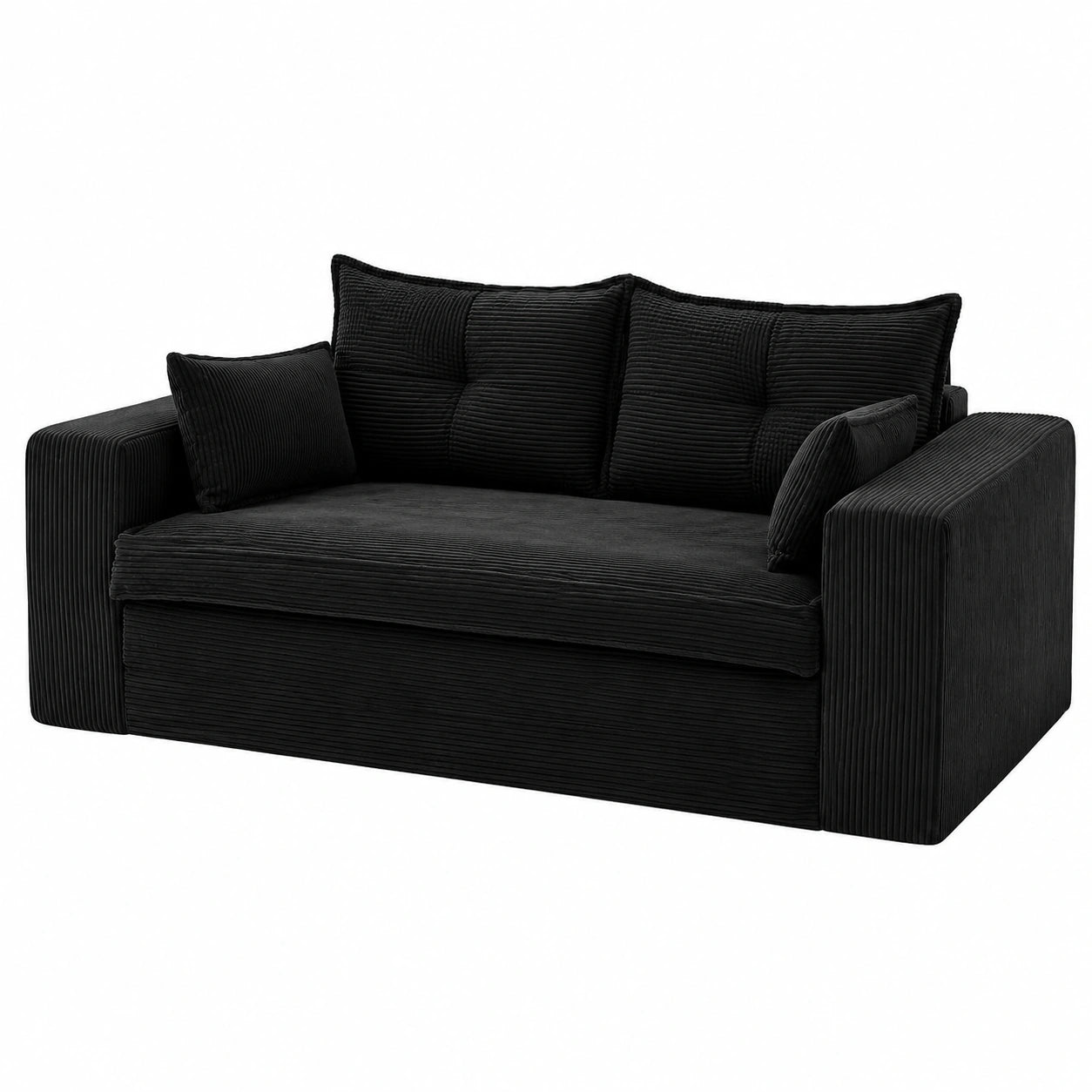 APICIZON 2-in-1 Schlafsofa mit Kissen, Klappmatratze für Wohnzimmer, Schlafzimmer und Gästezimmer, Cord-Schwarz, 144 cm Breit