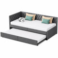 Multifunktionales Schlafsofa aus Samt, 90/180x200 cm, ausziehbar, ohne Matratze, Grau