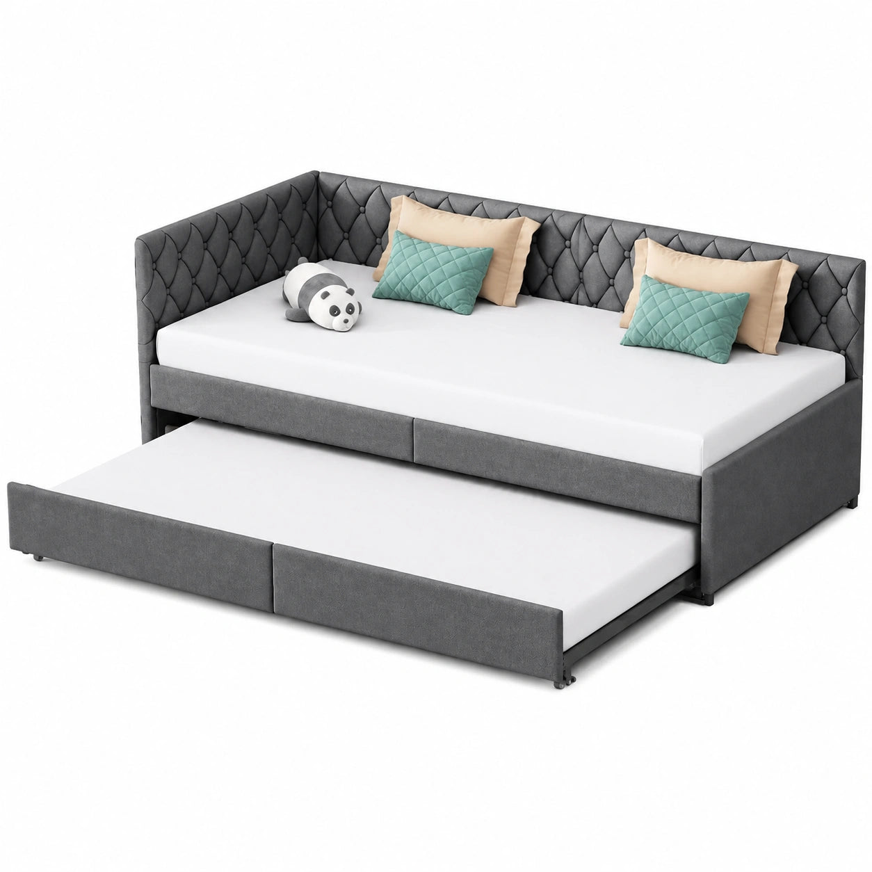 Multifunktionales Schlafsofa aus Samt, 90/180x200 cm, ausziehbar, ohne Matratze, Grau