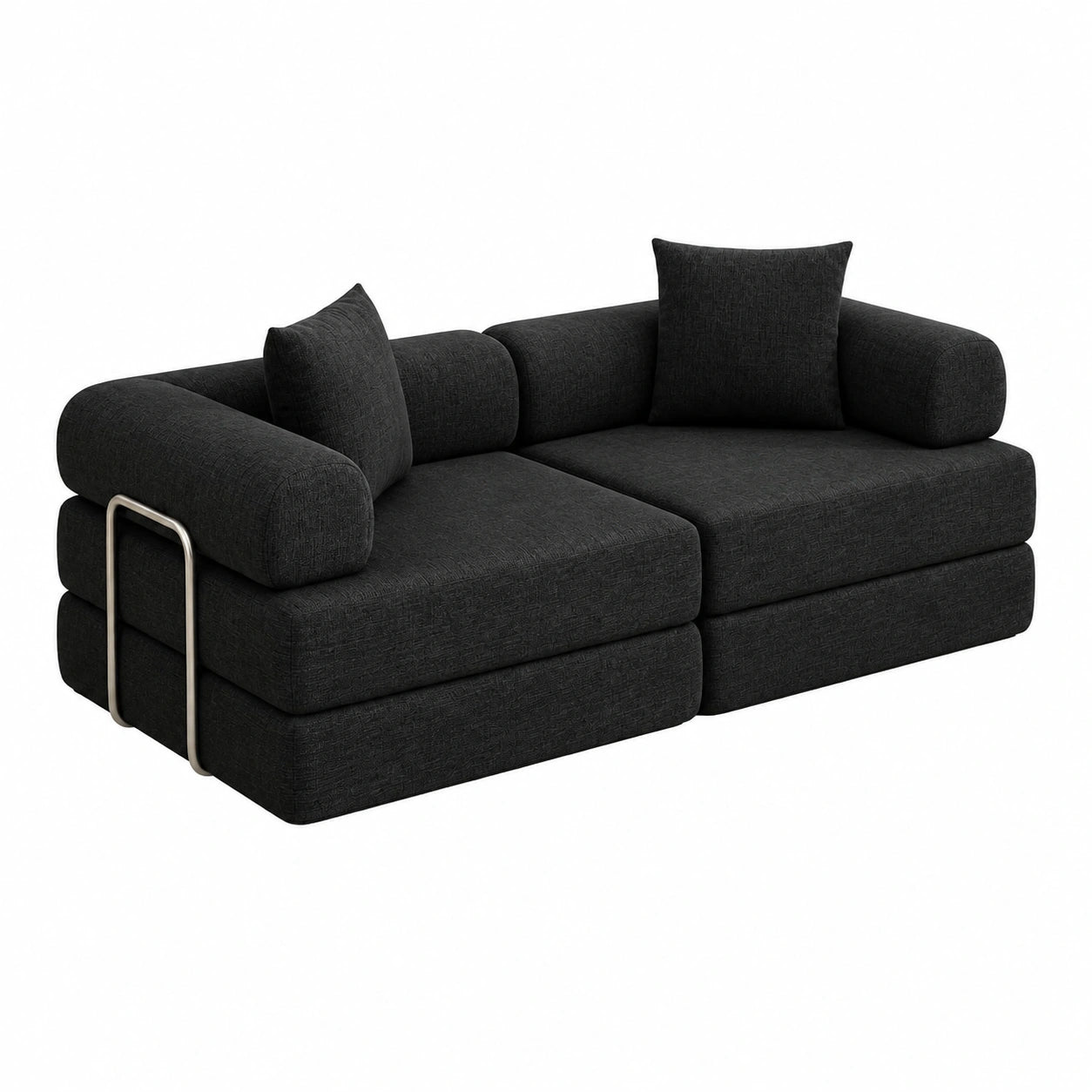DURASPACE Schlafsofa 199 cm, Komfortables Klappsofa mit Stabiler Struktur, Vielseitiges Futon ohne Federkern, Modulares Sofa für Wohnzimmer, Chenille Schwarz